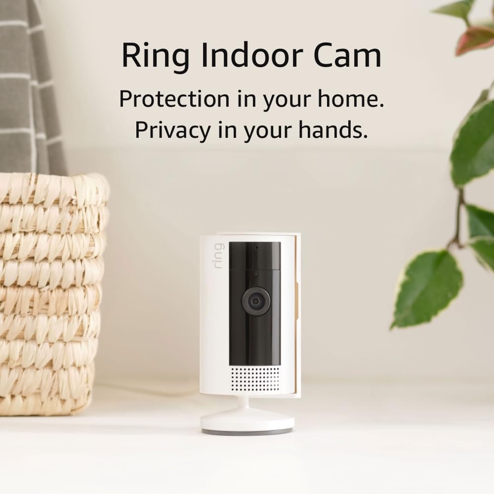 Like-New Ring Indoor Cam — Home or business security in 1080p HD video, White White 1 Camera Device only