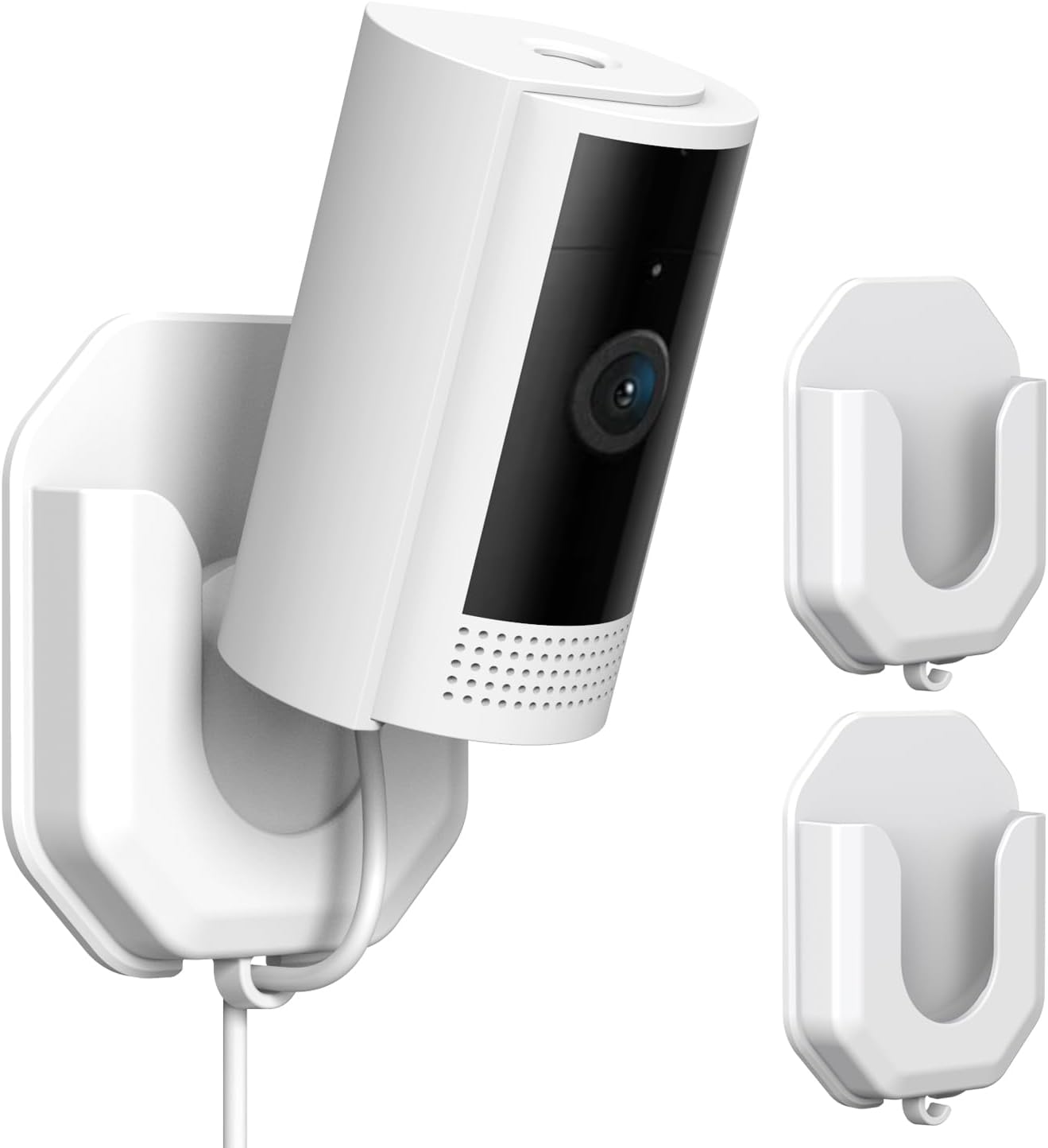 No Drill Ring Indoor Cam Adhesive Wall Mount Bracket, Strong Durable Adhesive Camera Mount Stand for Ring Indoor Cam(1st Gen and 2nd Gen) Blink Camera Mount, 2 Pack Mount Bracket WHITE