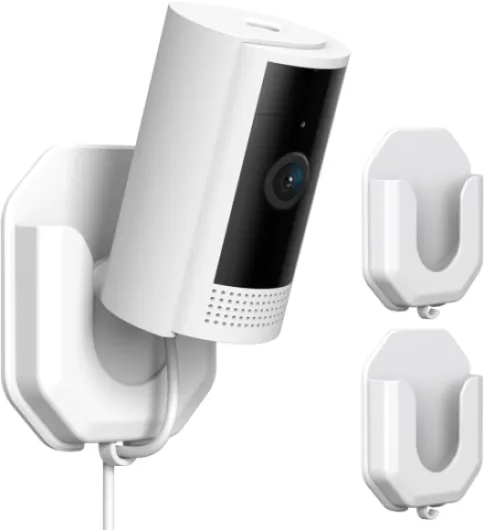 No Drill Ring Indoor Cam Adhesive Wall Mount Bracket, Strong Durable Adhesive Camera Mount Stand for Ring Indoor Cam(1st Gen and 2nd Gen) Blink Camera Mount, 2 Pack Mount Bracket WHITE