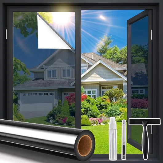 Window Privacy Film One Way, Window Tint for Home, Daytime Reflective Mirror Glass Windows Coverings Heat UV Blocking See Out Not in, Black, 17.5 x 78.7 Inch Black Silver 17.5 x 78.7 Inch