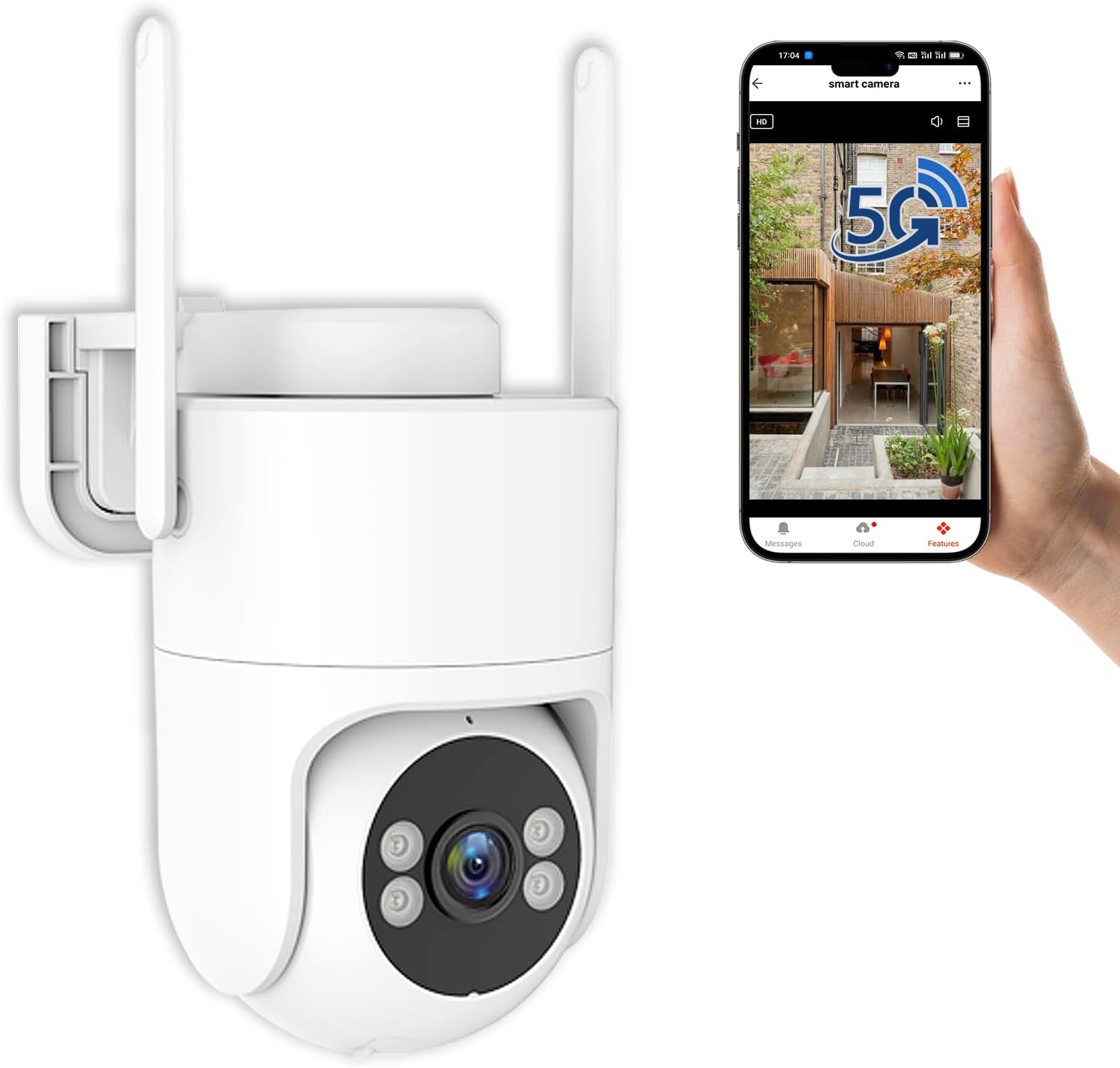 6MP TUYA Security Camera Outdoor, 2.4G/5G WiFi Cameras for Home Security 24/7 Recording, Pan-Tilt 360° View, Auto Tracking & Light Alarm, Color Night Vision,Two-Way Audio, Plug-in cam, IP66/Cloud White-6MP