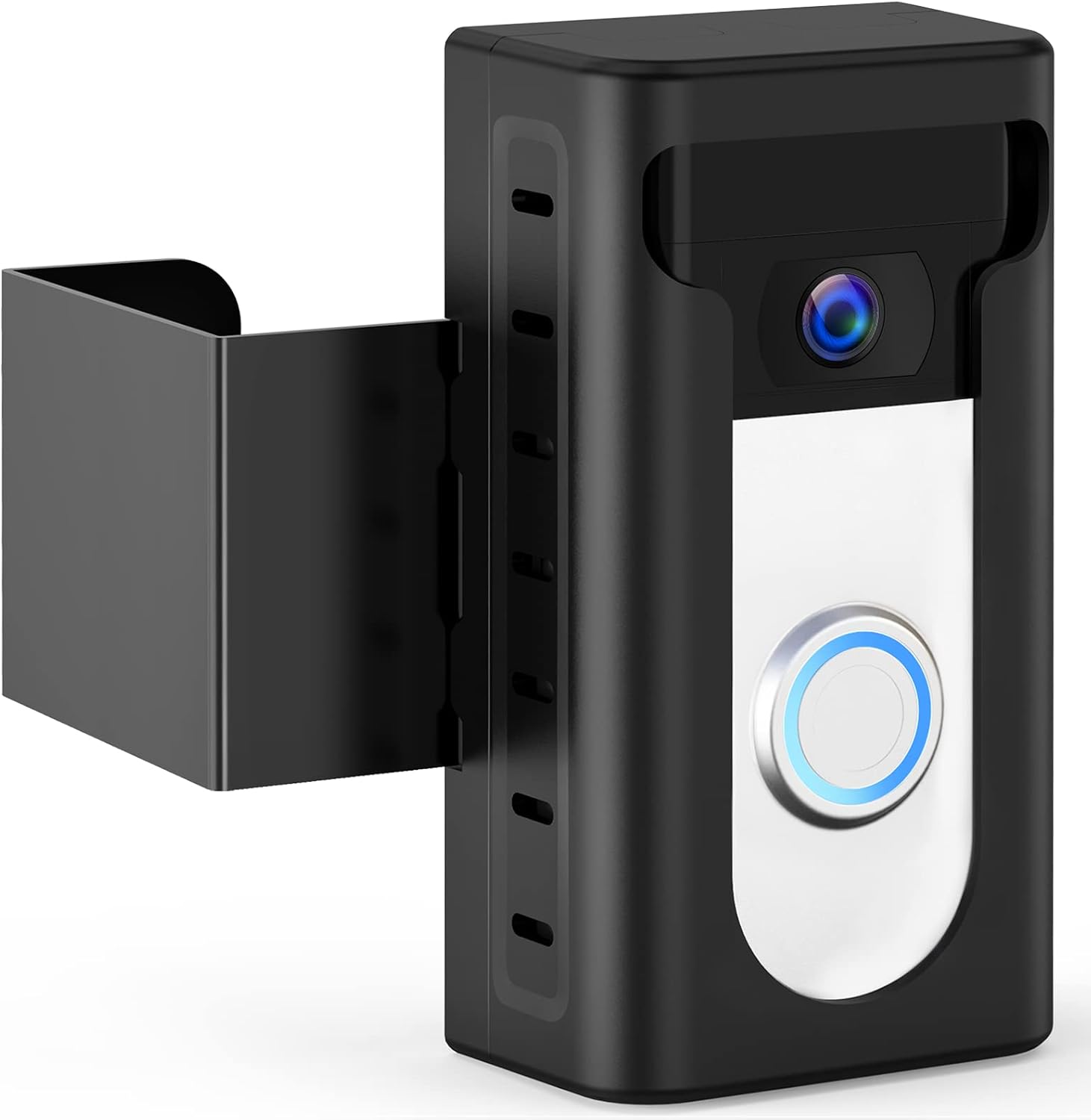 2024 Upgrade Anti-Theft Video Doorbell Mount, Not Block Doorbell Motion Sensor, Adjustable No-Drill Mounting Bracket Wedge Holder Accessories for Home Rentals Office, Not for Security Door Black