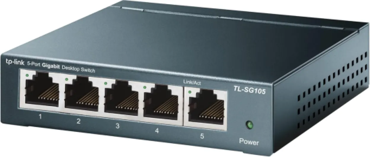 TP-Link TL-SG105, 5 Port Gigabit Unmanaged Ethernet Switch, Network Hub, Ethernet Splitter, Plug & Play, Fanless Metal Design, Shielded Ports, Traffic Optimization 5 Port - 1G