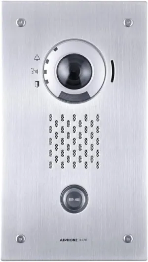 Aiphone IX-DVF IP Adressable Flush Mount Weather Resitant Color Video Door Station with Network Connectivity.
