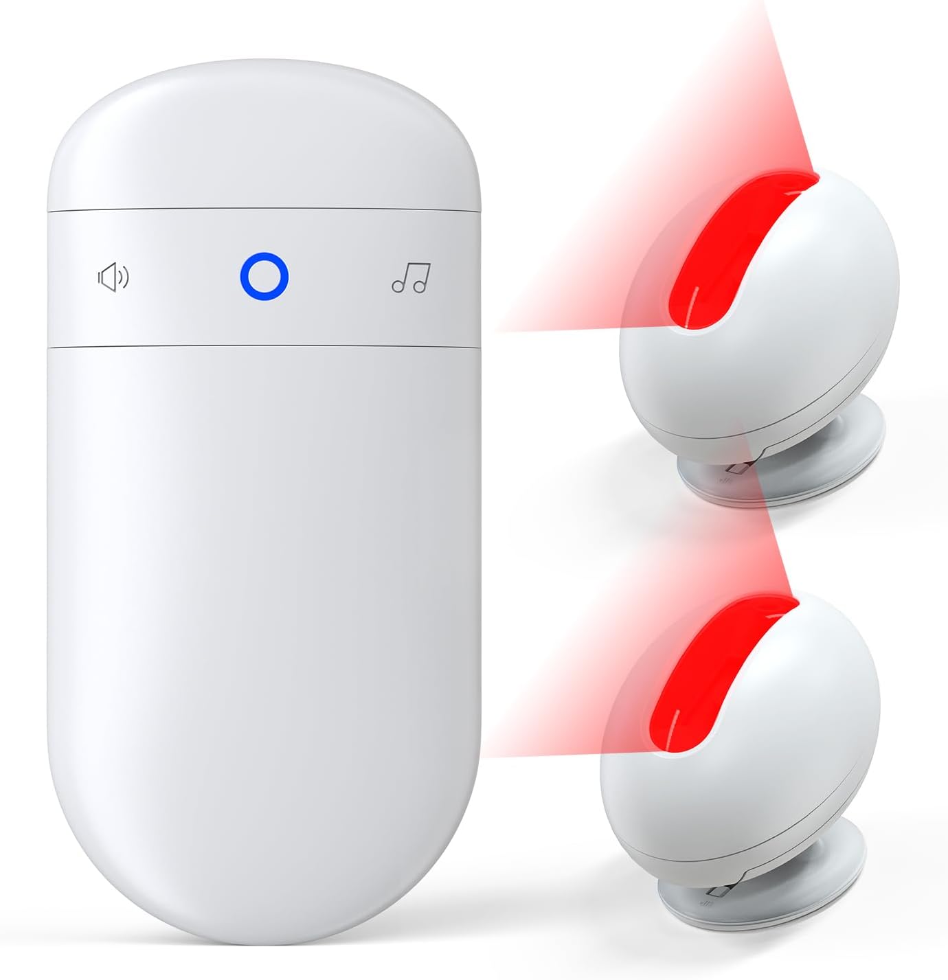 Wireless Motion Sensor Doorbell -Indoor Motion Detector Alarm, Door Chime for Business/Store/Office Entrance, Entry Alert Bell with Buzzer, USB/Battery Powered (1 Receiver + 2 Motion Sensor) 1 Receiver 2 Sensors