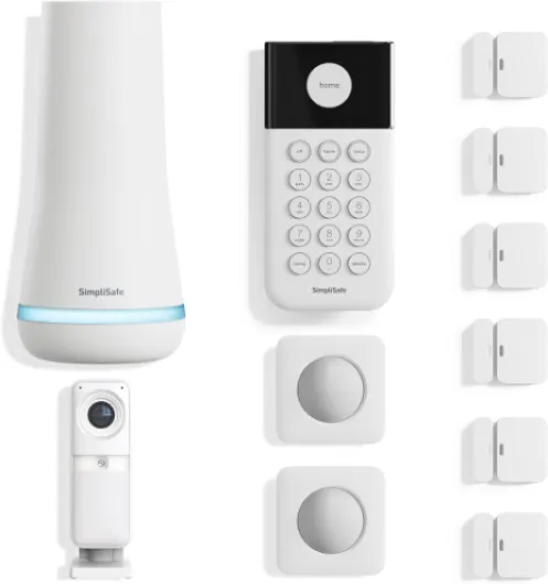 11 Piece Wireless Home Security System Gen 3 with Wireless Indoor HD Camera - Optional 24/7 Professional Monitoring - No Contract - Compatible with Alexa and Google Assistant,White