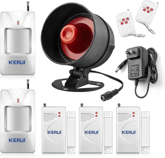 Standalone Home Office Shop Security Alarm System Kit,Wireless Loud Indoor/Outdoor Weatherproof Siren Horn with Remote Control and Door Contact Sensor,Motion Sensor,Up to 115db,NO WiFi/GSM/APP No Wifi Alarm Kit