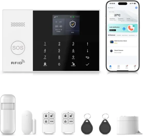 Home Security System Wireless,Home Alarm System with Instant App Alerts,WiFi+GSM/4G Door/Window Motion Alarms Sensors DIY Kit,Compatible with Alexa Smart Life Tuya APP NO Monthly Fees