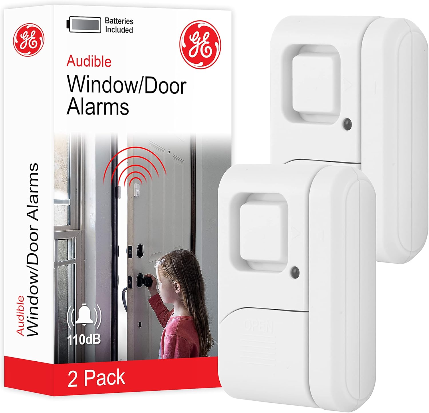 Personal Security Window and Door Alarm, 2 Pack, DIY Protection, Burglar Alert, Wireless Chime/Alarm, Easy Installation, Home Security, Ideal for Home, Garage, Apartment and More, White, 45115 2 Pack 2 Pack