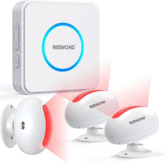 Motion Sensor Door Chime, Wireless Motion Detector Alarm Indoor, Business Entry Alert Bell with Buzzer, Doorbell for Home/Garage Door/Store, USB/Battery Powered,1 Receiver +3 Sensors 1 Rreceiver 3 Sensors