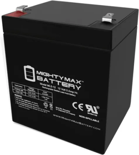 Mighty Max Battery ML5-12 - 12 Volt 5 AH, F1 Terminal, Rechargeable SLA AGM Battery 1 Pack