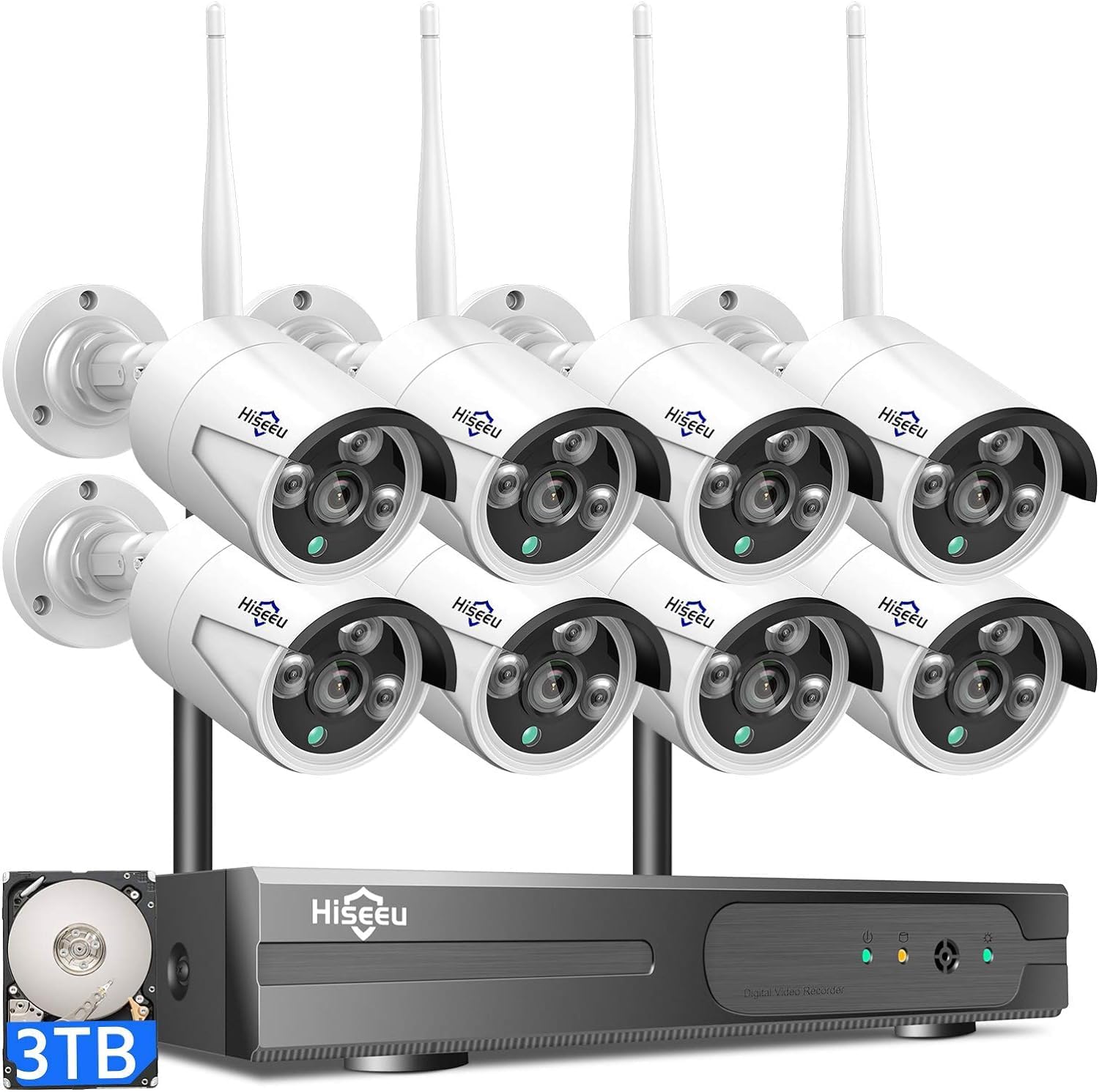 Wireless Pro WiFi Security Camera System, 16CH 4K NVR Kit, 8Pcs 5MP CCTV Home Security Camera System for Indoor/Outdoor Use, Night Vision, Waterproof, Motion Detection, 3TB Hard Drive 5MP 8pcs 615 3T