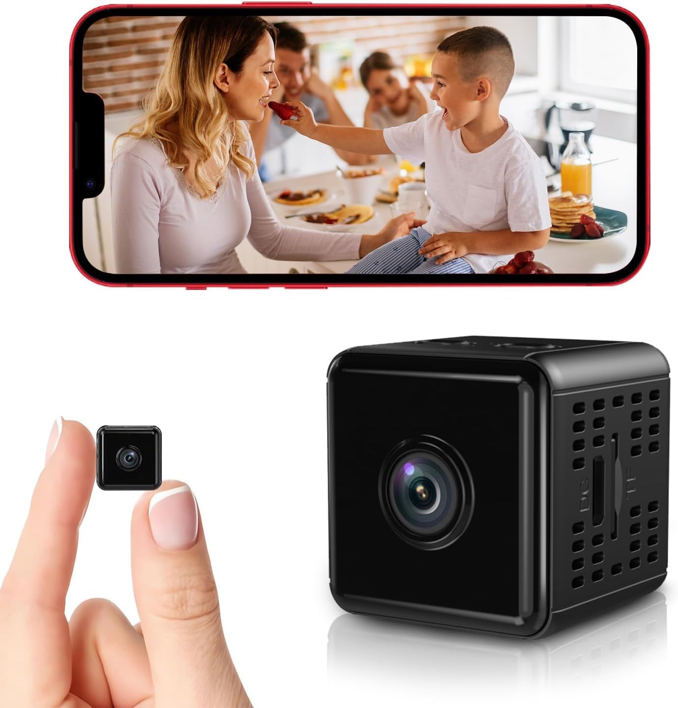 Hidden Camera,1080P WiFi Spy Camera - with Night Vision & Motion Detection, Wireless Indoor Security Camera for Pet/Baby/Nanny, App Live Feed, Smallest Smart for Home Monitoring Black