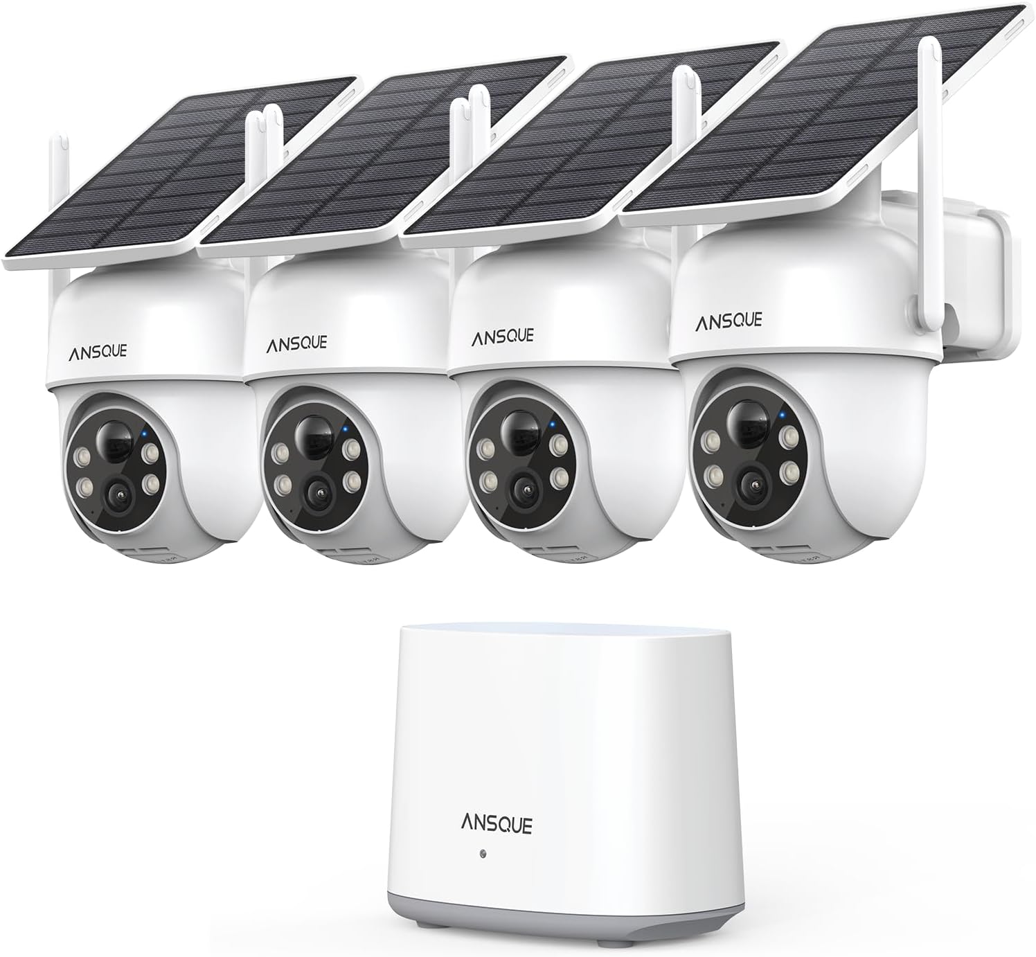 Security Cameras Wireless Outdoor Home System, 4 Camera Kit, No Subscription Fees, Solar Powered, Local Storage, 365-Day Battery Life, 360°PTZ Surveillance, Auto Tracking, 2K Color Night Vision 4-camera-kit