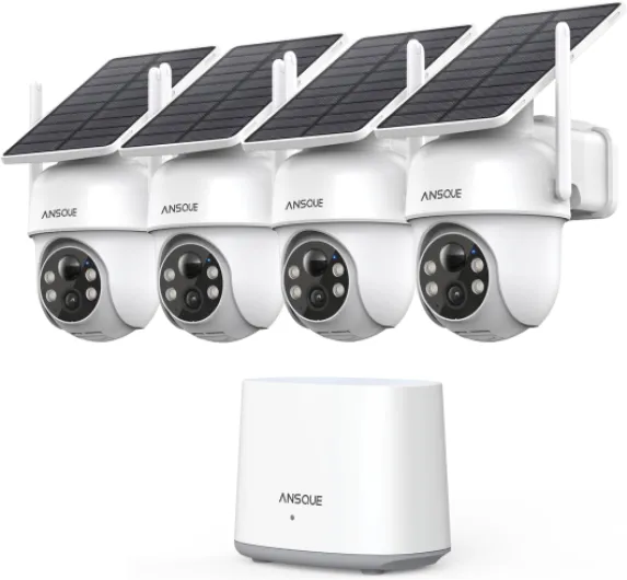 Security Cameras Wireless Outdoor Home System, 4 Camera Kit, No Subscription Fees, Solar Powered, Local Storage, 365-Day Battery Life, 360°PTZ Surveillance, Auto Tracking, 2K Color Night Vision 4-camera-kit