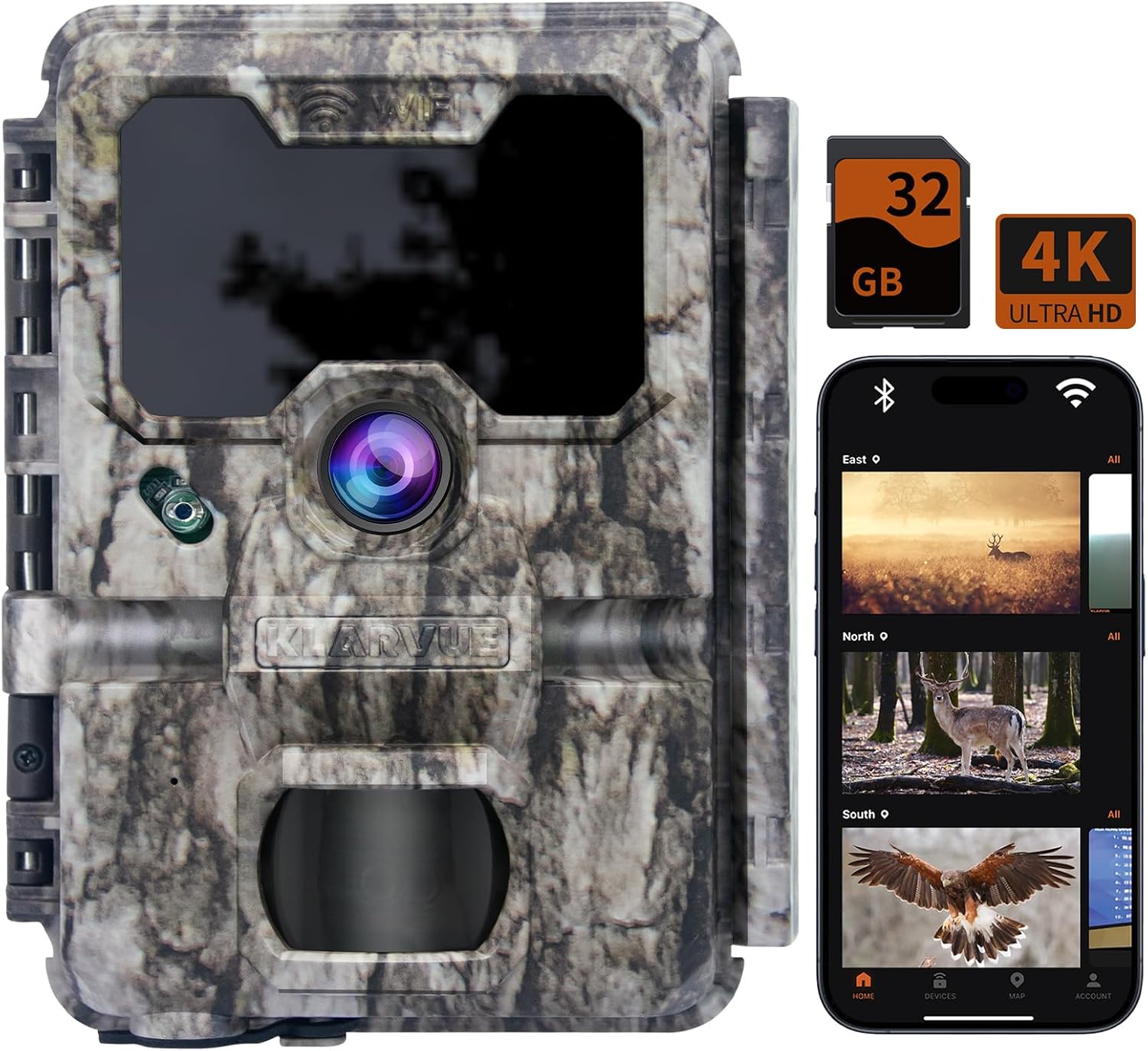 Premium Trail Camera WiFi Guardian Pro 2025 Model - Native 4K 32MP UHD Feed with No Glow Night Vision,0.2s Trigger Motion Activated with 32GB SD Card,IP67 for Wildlife Monitoring Game Camera WIFI Camera
