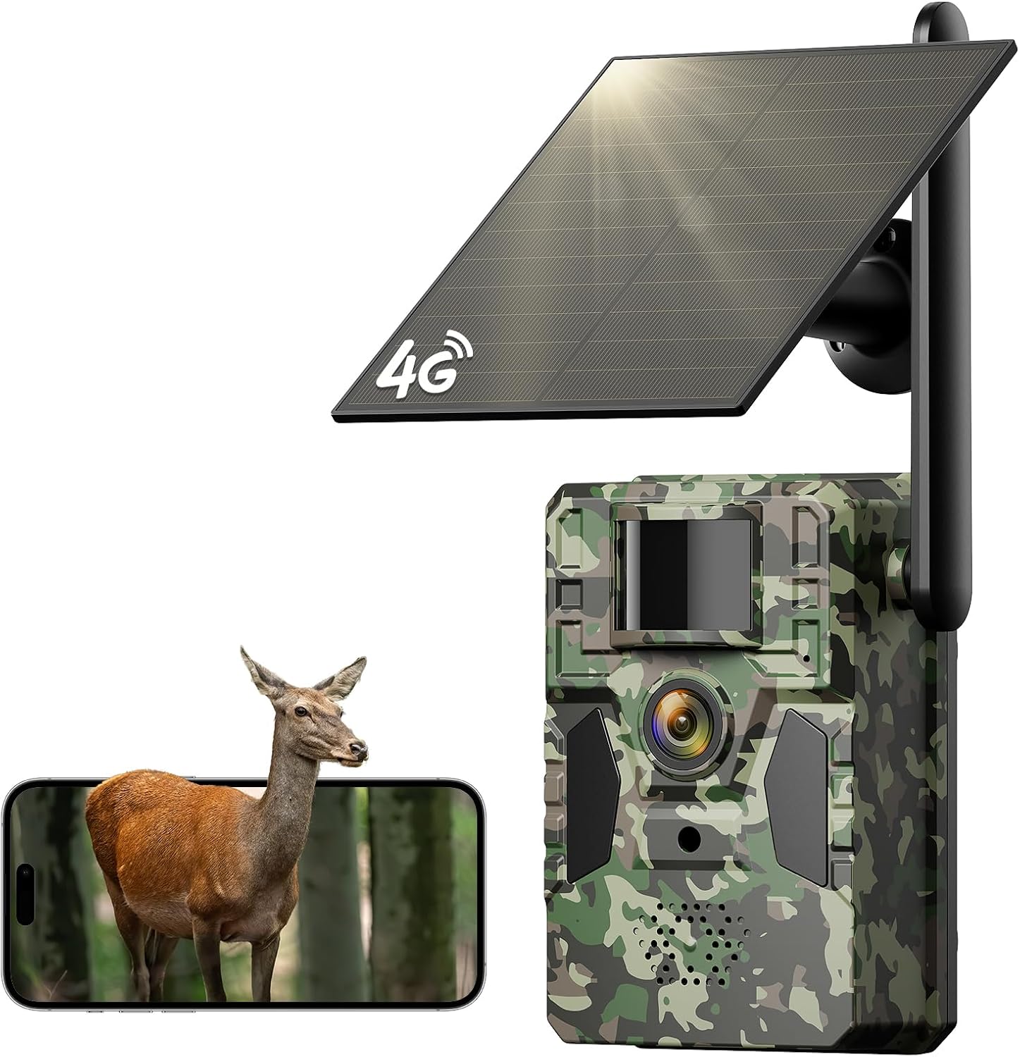 Trail Camera, 2K Cellular Trail Camera with Built in 4G SIM Card Unlimited Data Plan Game Camera, 0.2s Trigger Speed Trail Cameras with Night Vision Motion Activated Waterproof IP66 Trail Cam Green 2K Live Video