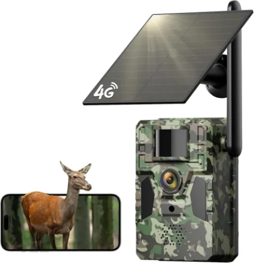Trail Camera, 2K Cellular Trail Camera with Built in 4G SIM Card Unlimited Data Plan Game Camera, 0.2s Trigger Speed Trail Cameras with Night Vision Motion Activated Waterproof IP66 Trail Cam Green 2K Live Video