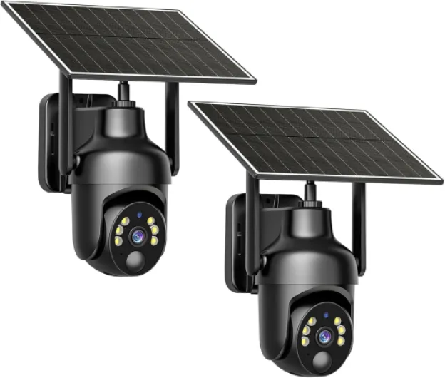No WiFi Security Camera with Built-in 4G LTE SIM Card, Cellular Security Cameras Support Unlimited Data Plan, 2K Color Night Vision, 360° Live View, Real-time Alerts, Solar Powered for Outdoor Black 2Pack