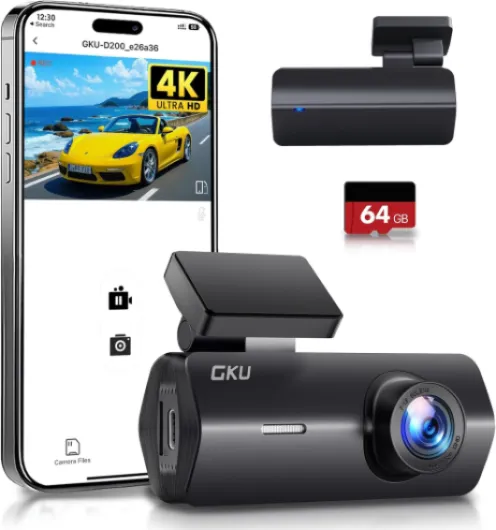 4K Dash Cam Front, Mini DashCam Includes 64GB Card, Dash Camera Built-in WiFi, 24H Parking Monitor,Night Vision,WDR,170° Wide Angle,Loop Recording,G-Sensor, (Black)