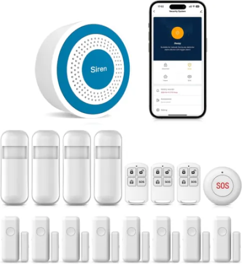 Alarm System for Home Security, Door Alarm Systems, App Alerts, 15Piece Kit, No Monthly fee, WiFi Alarm, Door Window Motion Sensor, for Home Security and Kids Safety