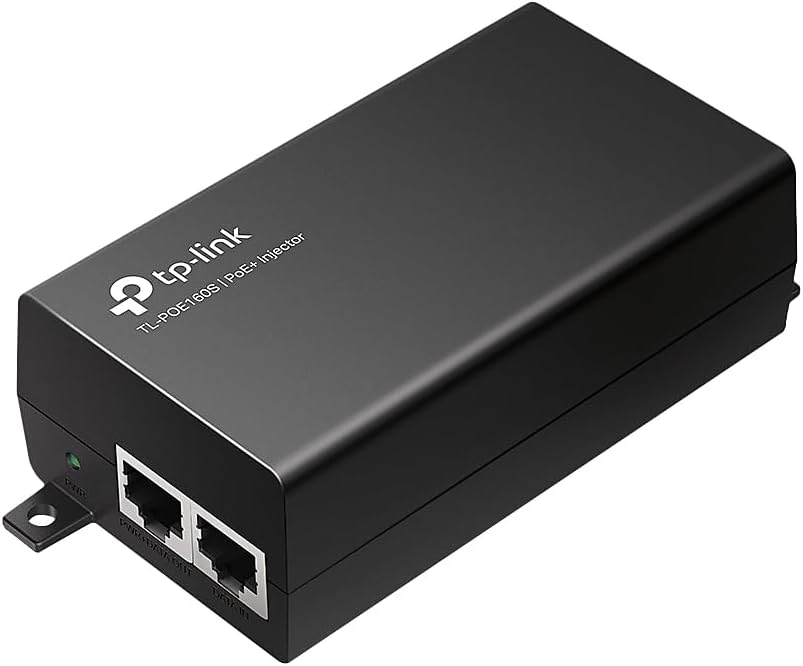 TP-Link PoE+ Injector Gigabit - Non-PoE to PoE Adapter - 802.3at/af Compliant - Up to 30W Power Budget - Wall Mountable - Plug&Play - Up to 100m(328 ft) - UL Certified(POE160S) Black