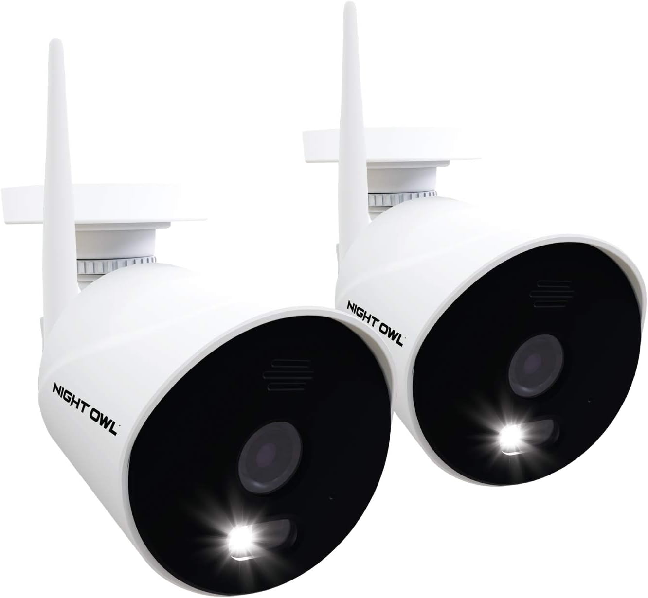 AC Powered 1080p HD Wi-Fi IP Indoor/Outdoor Camera with 100 ft - of Night Vision, 2-Way Audio, Built-in Spotlight, Wide Viewing Angle and Free Remote Viewing App, 2-Pack