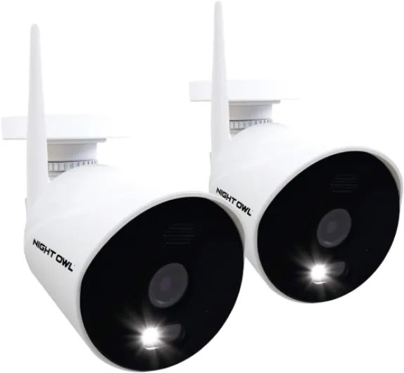 AC Powered 1080p HD Wi-Fi IP Indoor/Outdoor Camera with 100 ft - of Night Vision, 2-Way Audio, Built-in Spotlight, Wide Viewing Angle and Free Remote Viewing App, 2-Pack