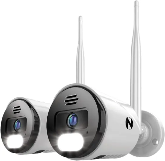 Night Owl Wi-Fi IP 4K HD Indoor/Outdoor Dual Spotlight Cameras with 2-Way Audio, Preset Voice Alerts and Built-in Camera Siren