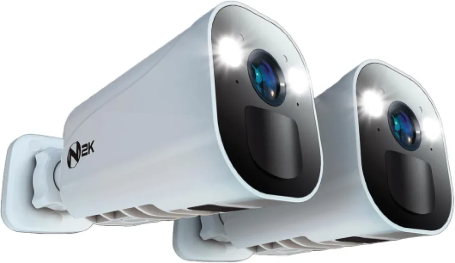 Wire Free 2K HD Indoor/Outdoor Deterrence Cameras with 2-Way Audio (2-Pack)