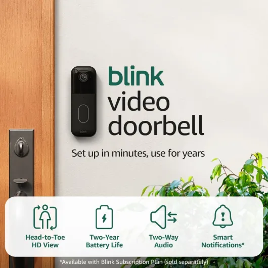 All-new Blink Video Doorbell + Outdoor 4 – Wireless smart security cameras, head-to-toe HD view, two-year battery life - Sync Module Core included – 2 camera system + Video Doorbell Doorbell Black 2 Camera System Device Only