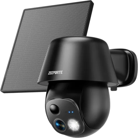 Solar Security Cameras Wireless Outdoor, 2K Pan/Tilt 360° View Solar/Battery Powered WiFi Cameras for Home Security with AI Motion Detection, Spotlight, 2-Way Audio, Siren, IP65, SD/Cloud Storage Wi-Fi
