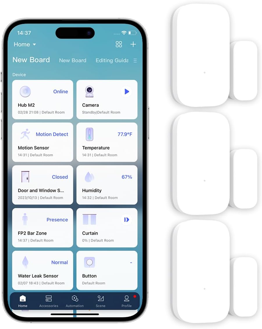 Zigbee Door and Window Sensor 3 Pack, Wireless Mini Contact Sensor, Home Automation, Requires Aqara Hub, Zigbee Connection, Kid Safety, Compatible with Apple HomeKit, Alexa, Works with IFTTT
