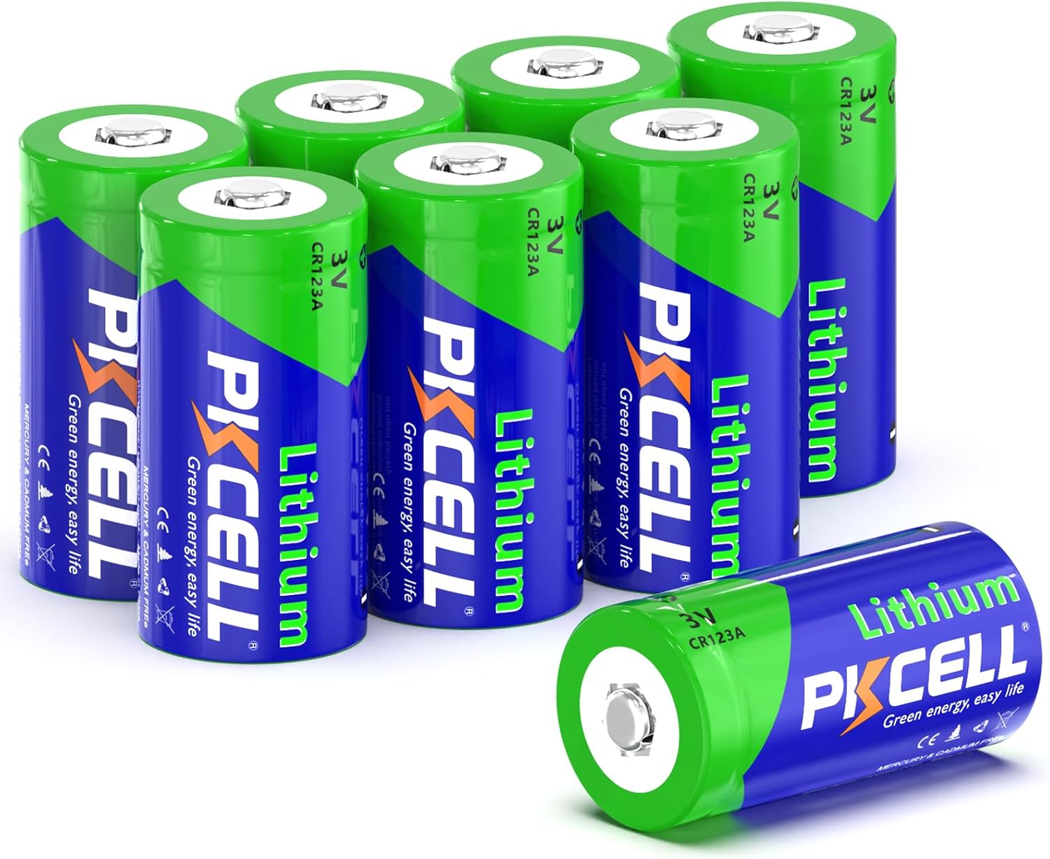 CR123A 3V Lithium Battery 8-Pack, 10 Years Shelf Life, 123 Batteries Lithium for Alarm Motion Sensor, Flashlights and More 8 Pack