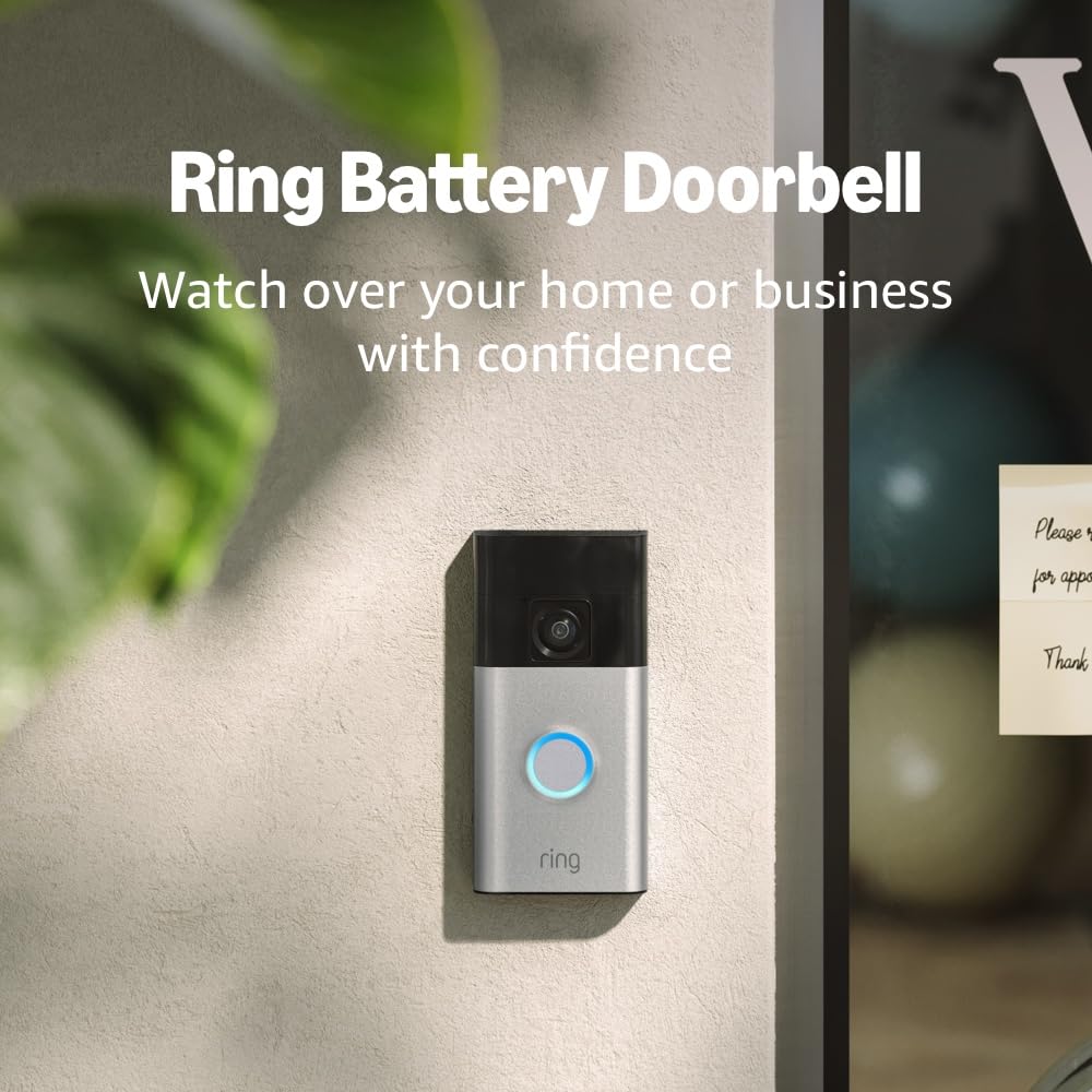 Battery Doorbell (newest model), Home or business security with Head-to-Toe video, Live View with Two-Way Talk, and Motion Detection & Alerts, Satin Nickel Satin Nickel 1 Doorbell