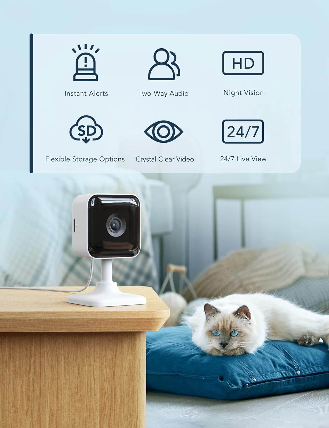 Indoor Camera 2K Security Camera 2 Packs CCTV Camera House Security, Home Security Cam, Motion/Sound Detection, 2-Way Audio, Night Vision, Real-Time Alert, SD&Cloud, 2.4G WiFi C2-2(2 packs)