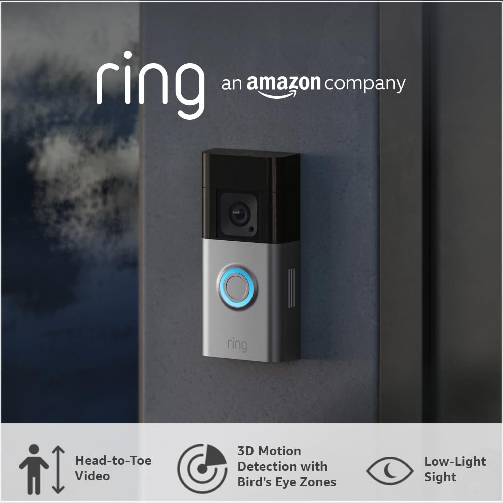 Ring Battery Video Doorbell Pro - Wireless Video Doorbell Security Camera with Head-To-Toe View, 3D Motion Detection, Colour Night Vision, Wifi, 30-day free trial of Ring Subscription Plan