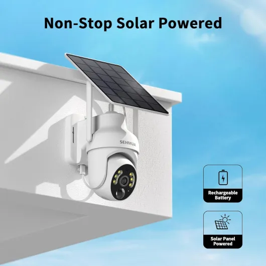 2K Solar Security Cameras Wireless Outdoor, 2 Pack 360° View Pan/Tilt WiFi Security Camera Outside with Color Night Vision,Easy to Install, PIR Alarm, 2-Way Audio White 2 Pack