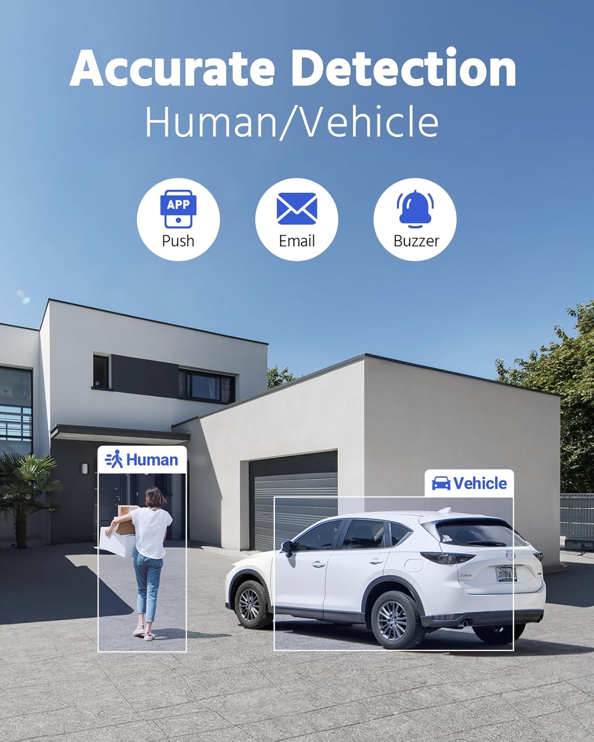 CCTV Camera System Outdoor, Smart Human/Vehicle Detection, 8 x 1080P Security Bullet Cameras and 3K Lite 8CH Surveillance DVR with 1TB HDD,Dual-light with Color Night Vision,IP67 Weatherproof Black