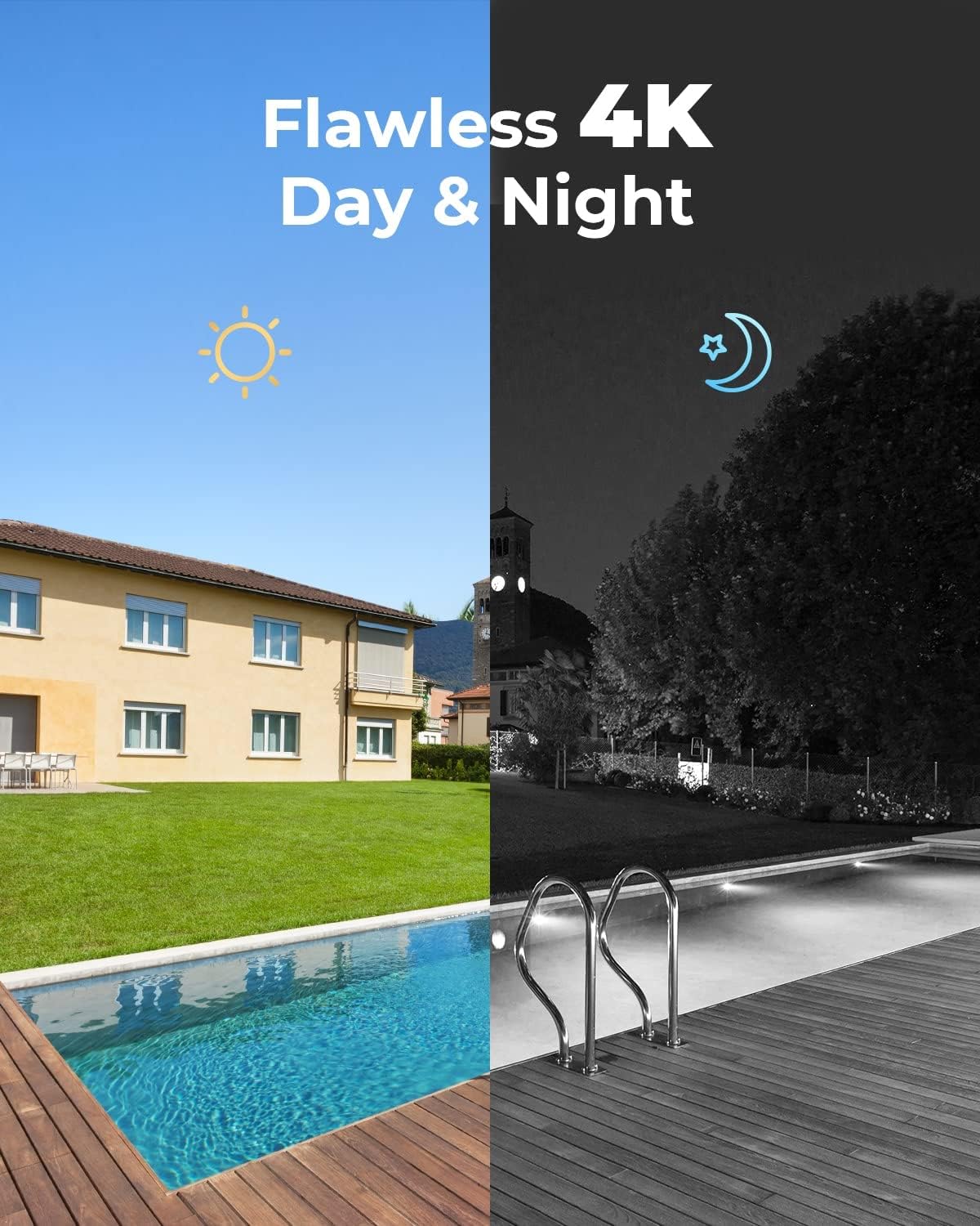 4K PoE CCTV Camera Systems 8CH with 2TB HDD NVR and 4 X 8MP Home Security IP Cameras with Person/Vehicle Detection for 24/7 Recording Night Vision, RLK8-800D4 8MP Dome