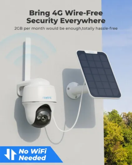 4G LTE Cellular Outdoor Security Camera + 32GB SD Card, No WiFi Security Camera Outdoor Wireless Go PT Plus+Solar Panel, 3K HD Color Night Vision, Person/Vehicle/Animal Detection, 2-Way Audio