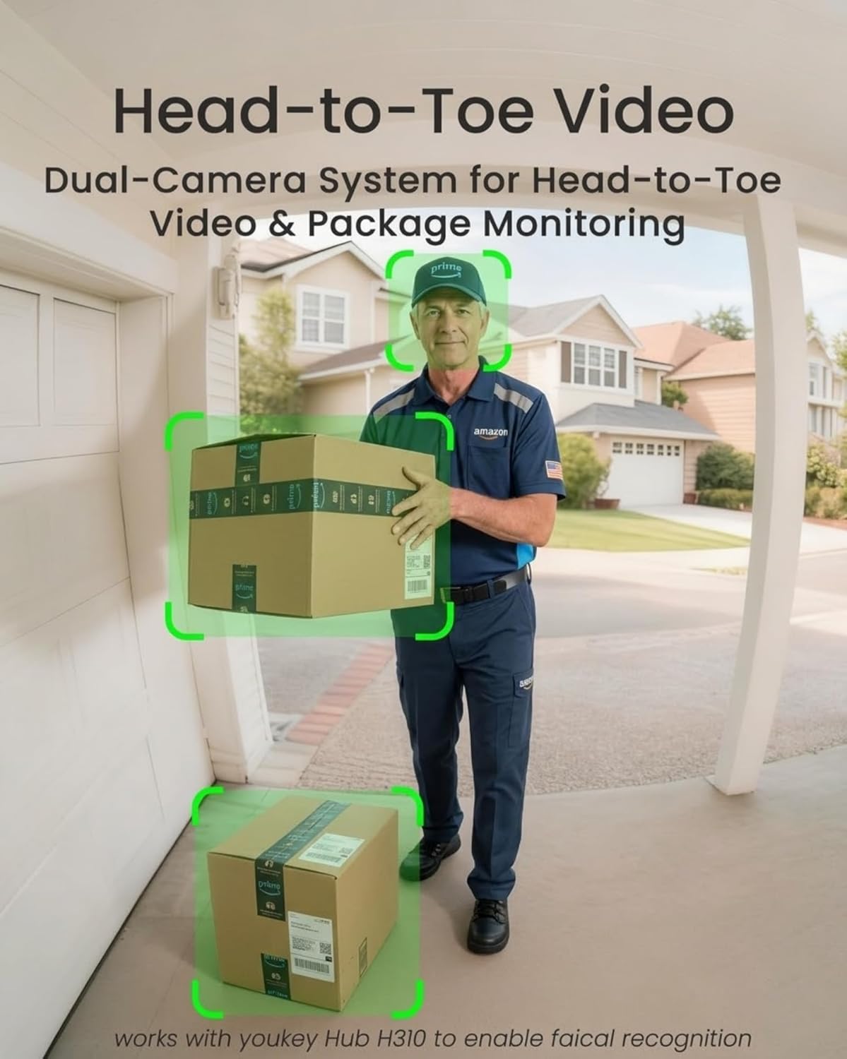 Youkey Dual-cam Video Doorbell–See Visitor & Package at Once, No Monthly Fee, 2K Battery Doorbell with Package Detection, 5Ghz WiFi, Built-in 8GB Storage, Works with Alexa & Google Home,Chime Included Black