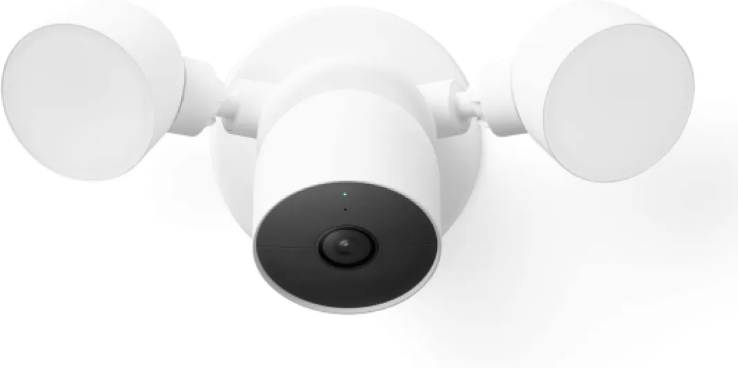 GM493 and G3AL9 Nest Cam with Floodlight (Outdoor, Wired) Security Camera - Smart Home WiFi Camera, Snow Single