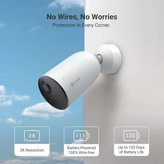 2PC Battery Solar Security Camera Outdoor Wireless, 24/7 Recording 2K HD, Support Google or Alexa, WiFi 6 ,Human Vehicle Detection, Colour Night Vision, 2-Way Audio (CB3 AOV 2PC) Cb3 2k 2pc