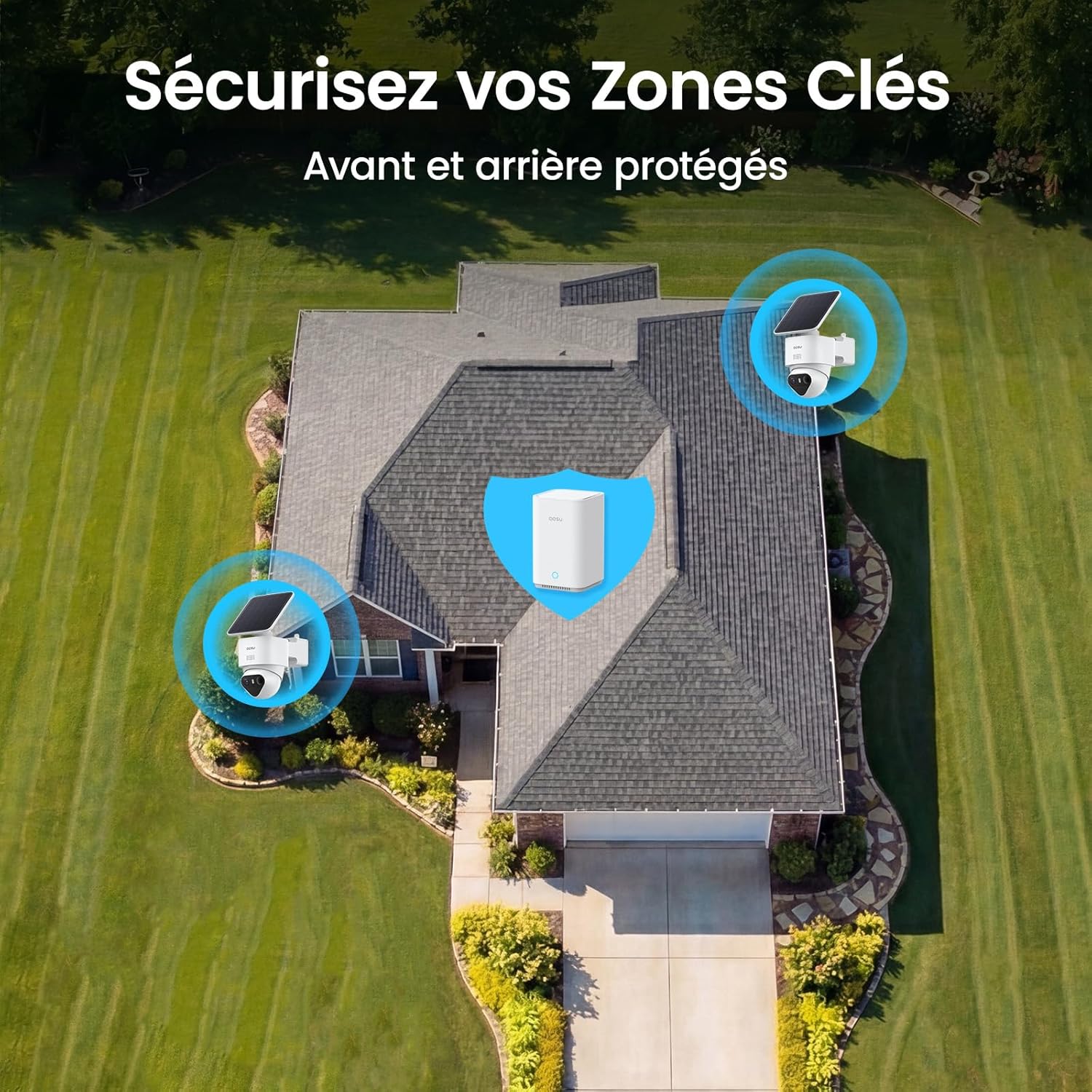 Aosu 4K T2 Ultra Camera Surveillance WiFi Exterieure sans Fil Solaire, 2 Cam-Kit & aosuBase 2.0, 8MP Vision Nocturne, sans Abonnement, 32 Go Local & 1 to Extensible, 360° Panorama Suivi IA, 5G/2,4G 2 Cam & aosubase 2.0 Kit