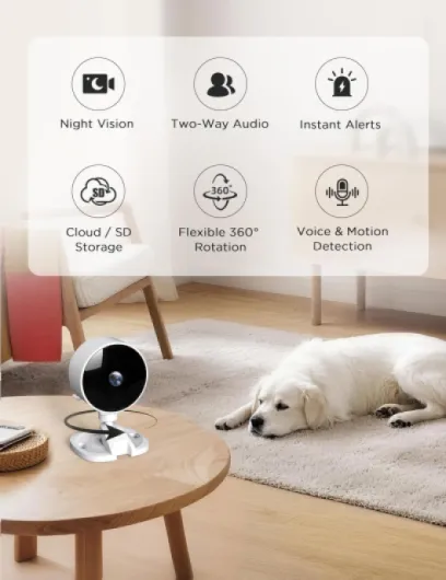 1080P Indoor Security Camera 4 Pack, Mini WiFi CCTV Camera for Home Security, Dog Camera with Night Vision, Motion Detection, Two Way Audio, 2.4G WiFi, SD & Cloud Storage, Alarm Alert 4-Pack