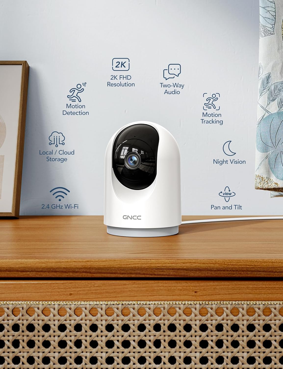 2K Indoor Security Cameras for Pet Dog with App, 2-Pack CCTV Cameras House Security WiFi, Night Vision, Motion Detection, 2-Way Audio, Cloud/SD Storage, Works with Alexa, 2.4G WiFi Only White-2 Counts
