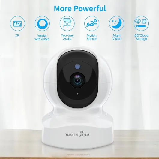 Security Indoor Pet Camera, 2K Dog Camera with APP, WiFi CCTV Camera House Security for Baby Monitor, Real-time Alert 2-Way Audio Night Vision Pan/Tilt, TF Card Storage, Works with Alexa Q5 1296p 1 Count (Pack of 1) White