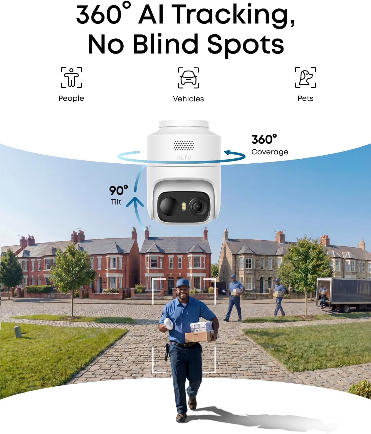 EufyCam C37,Solar Security Camera Outdoor Wireless,360° Pan & Tilt AI Tracking,2K Solar Camera,People/Pet/Vehicle Detection,Colour Night Vision,No Monthly Fee C37 Solocam