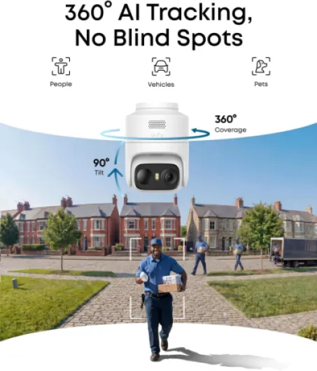 EufyCam C37,Solar Security Camera Outdoor Wireless,360° Pan & Tilt AI Tracking,2K Solar Camera,People/Pet/Vehicle Detection,Colour Night Vision,No Monthly Fee C37 Solocam